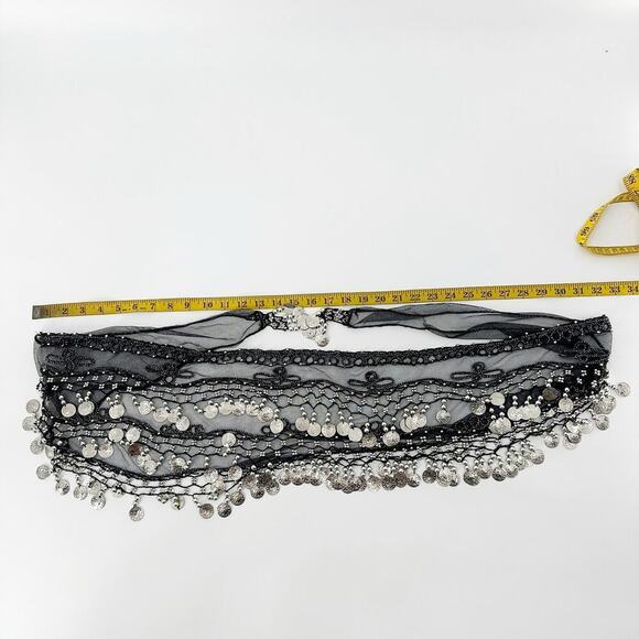 Belly Dancing Silver Embellished Costume Adjustable Tie Waist Belt One Size - Picture 2 of 8